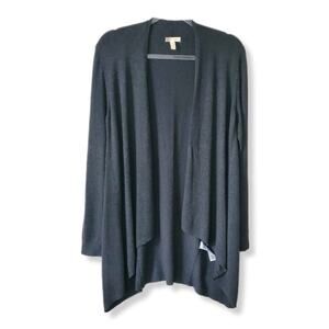 Women Eileen Fisher Gray Open Front Cardigan XS Minimalist Lagenlook Modern Cozy